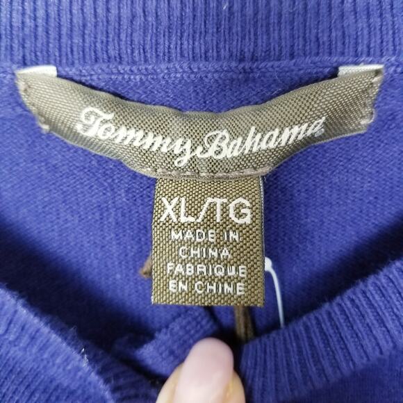 *NEW* TOMMY BAHAMA Malia Jeweled Cardigan in Blue Ribbon 100% Cotton Knit -XL - Picture 7 of 11